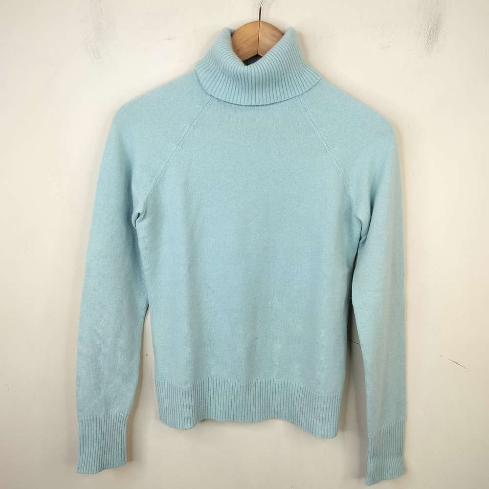 Ann Taylor 100% Cashmere Turtleneck Sweater Small Classic Light Blue